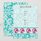 Roze volleybal; Damaspatroon Kaart (Voorkant / Achterkant)