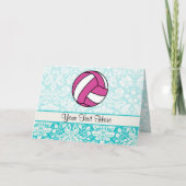 Roze volleybal; Damaspatroon Kaart (Voorkant)