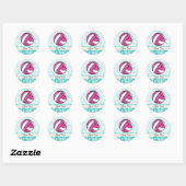 Roze volleybal; Damaspatroon Ronde Sticker (Vel)