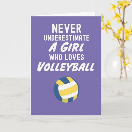 Roze Volleybal Kaarten voor Meisjes Sport Team (Gele Bloem)