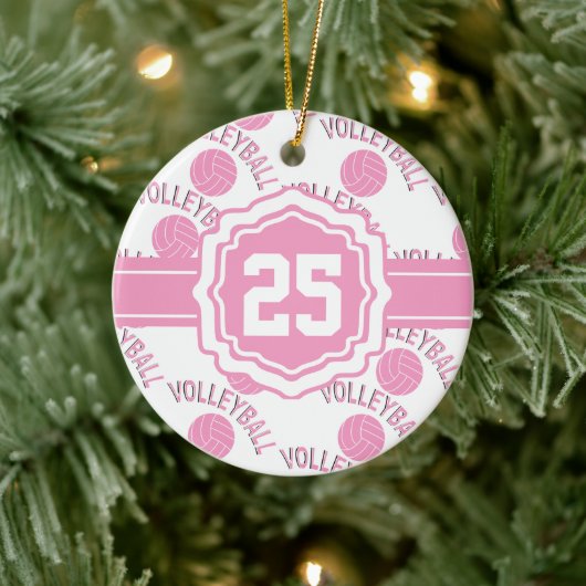 Roze volleybal keramisch ornament (Boom)