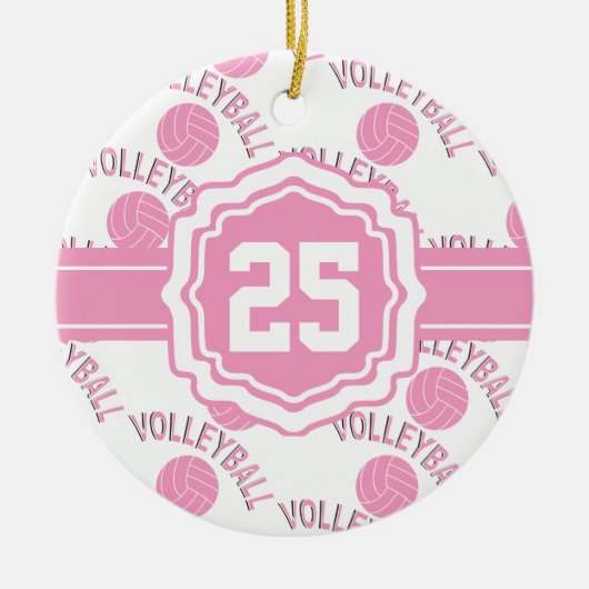 Roze volleybal keramisch ornament (Voorkant)