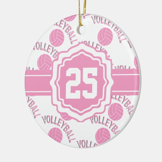Roze volleybal keramisch ornament (Links)