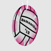Roze volleybal met naam en nummer Kerstmis Ornament (voorkant)