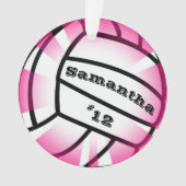 Roze volleybal met naam en nummer Kerstmis Ornament (voorkant)