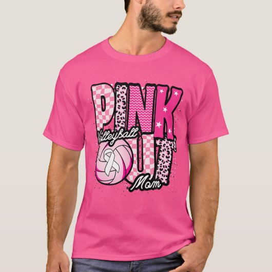 Roze volleybal moeder roze uit dag t-shirt (Voorkant)