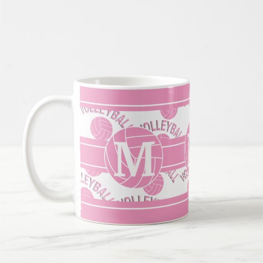 Roze volleybal - Monogram Koffiemok (Links)