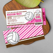 Roze Volleybal Ticket Pass Baby shower Uitnodiging