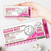 Roze Volleybal Ticket Pass Baby shower Uitnodiging
