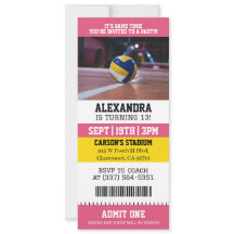 Roze Volleybal Ticket Verjaardagsfeestje