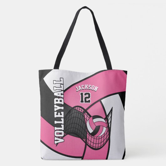  roze volleybal tote bag (Achterkant)