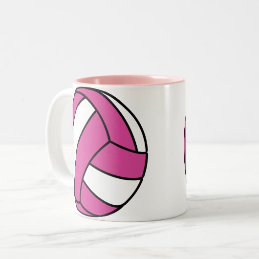 Roze volleybal tweekleurige koffiemok (Voorkant links)