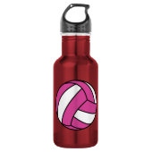 Roze volleybal waterfles  (Voorkant)