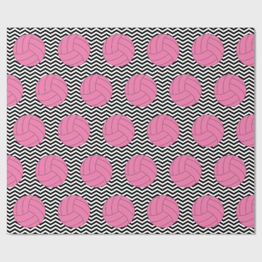 Roze volleybal zwart-wit-papier voor het oppakken  cadeaupapier (Vlak)