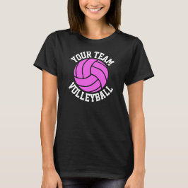 Roze Volleyball Aangepast team Naam Vrouwen Zwart T-shirt