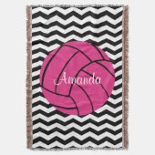 Roze Volleyball Aangepaste monogram Drijvende bank Deken (Voorkant Verticaal)