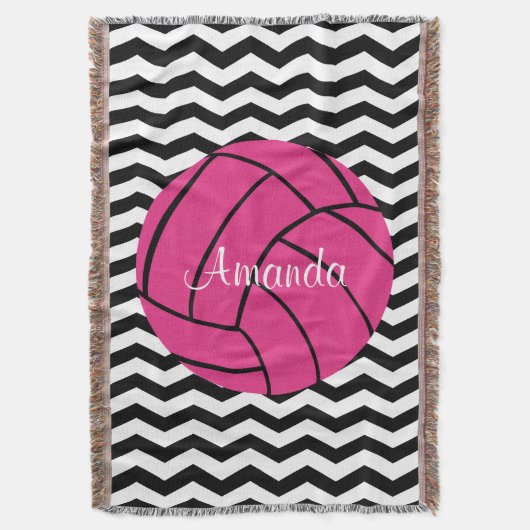 Roze Volleyball Aangepaste monogram Drijvende bank Deken (Voorkant Verticaal)