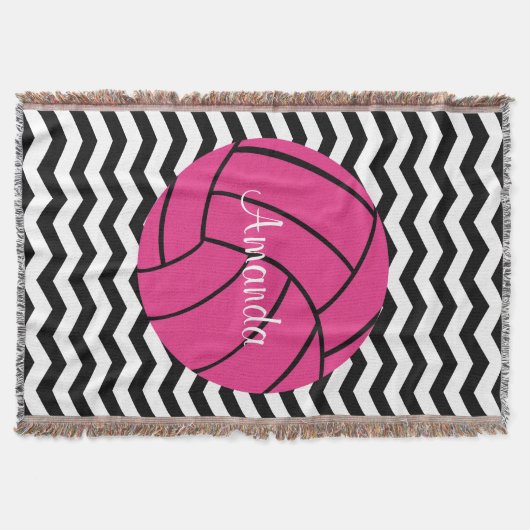 Roze Volleyball Aangepaste monogram Drijvende bank Deken (Voorkant)
