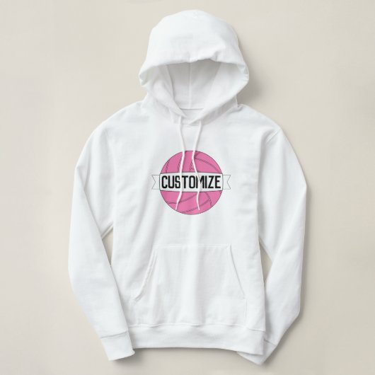 Roze Volleyball Aangepaste teamnaam/tekst Aangepas Hoodie (Design voorkant)