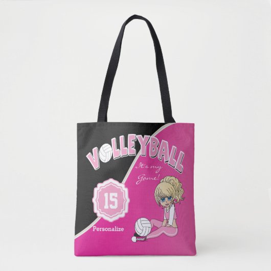 Roze volleyball Diva Girl Tote Bag (Voorkant)