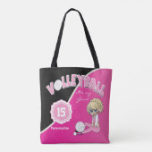 Roze volleyball Diva Girl Tote Bag (Achterkant)