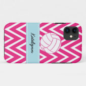 Roze Volleyball Modern Chevron Zigzag iPhone Case (Achterkant (horizontaal))