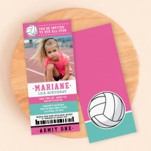 Roze volleyball Ticket Birthday Foto