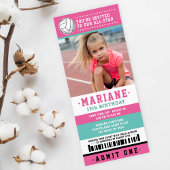 Roze volleyball Ticket Birthday Foto Kaart