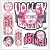 Roze volleyballin volleybal sticker (Vel)