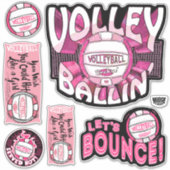 Roze volleyballin volleybal sticker (Voorkant)