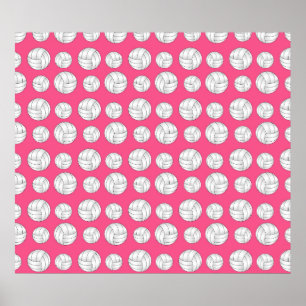Roze volleyballpatroon poster