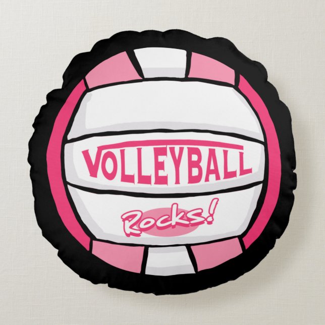 Roze volleybalRocks 2 Rond Kussen (Voorkant)