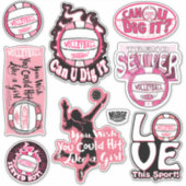 Roze volleybalRocks Sticker (Voorkant)