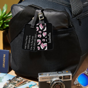 Roze volleybalsportpatroon bagagelabel