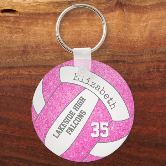 roze volleybaltas label spelerteam sleutelhanger (Voorkant)