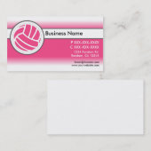 Roze volleybalvisitekaartjes met witte flade visitekaartje (Voorkant / Achterkant)