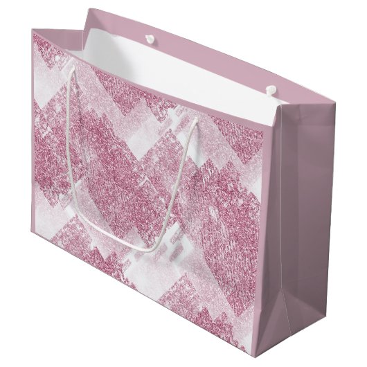 Roze vonken op wit. groot cadeauzakje (Voorkant Gekanteld)