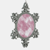 Roze vonken op wit. tin sneeuwvlok ornament (Links)