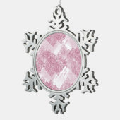 Roze vonken op wit. tin sneeuwvlok ornament (Rechts)