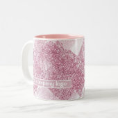 Roze vonken op wit. tweekleurige koffiemok (Voorkant links)