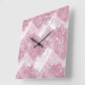 Roze vonken op wit. vierkante klok (Hoek)