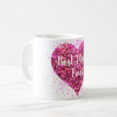 Roze vonkende glitter hart beste moeder ooit koffiemok (Voorkant links)