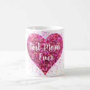 Roze vonkende glitter hart beste moeder ooit koffiemok