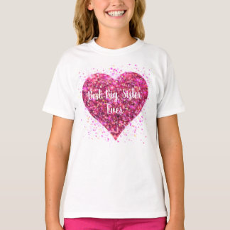 Roze vonkende glitter hart beste zus ooit t-shirt