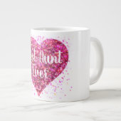 Roze vonkende glitterhart beste tante ooit grote koffiekop (Voorkant rechts)