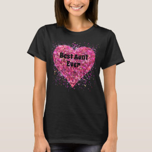 Roze vonkende glitterhart beste tante ooit t-shirt