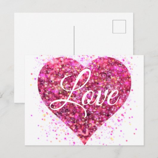 Roze vonkende hartliefde briefkaart (Voorkant / Achterkant)