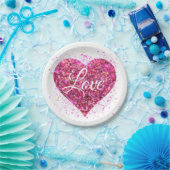 Roze vonkende hartliefde papieren bordje (Feest)