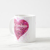 Roze vonkzinnig glitter hart beste oma ooit koffiemok (Voorkant links)