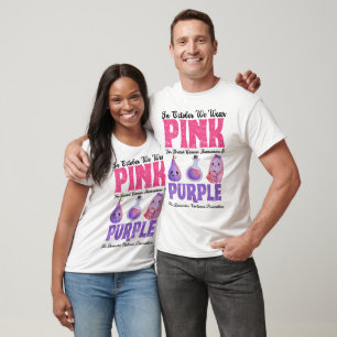 Roze voor borstkanker paarse huiselijk geweld t-shirt